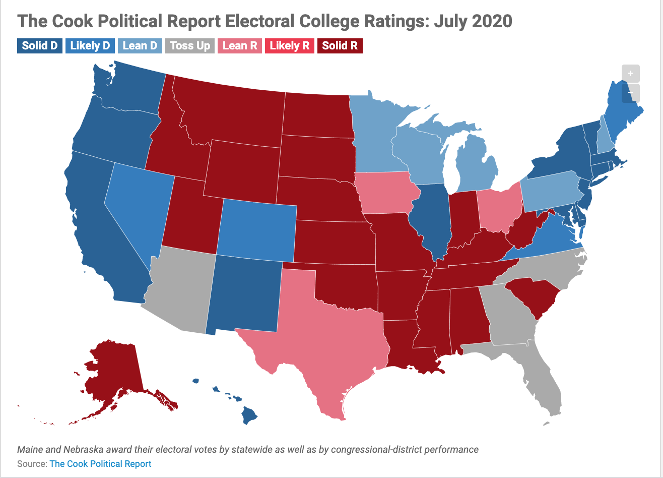 Cook Political Report election forecast updated map puts Biden at 279 ...