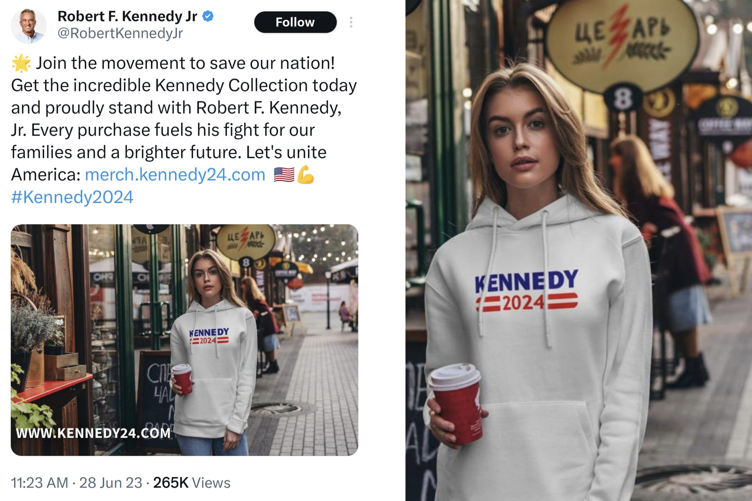 RFK Jr tweets, deletes merch ad made with Russian stock pic - National Zero